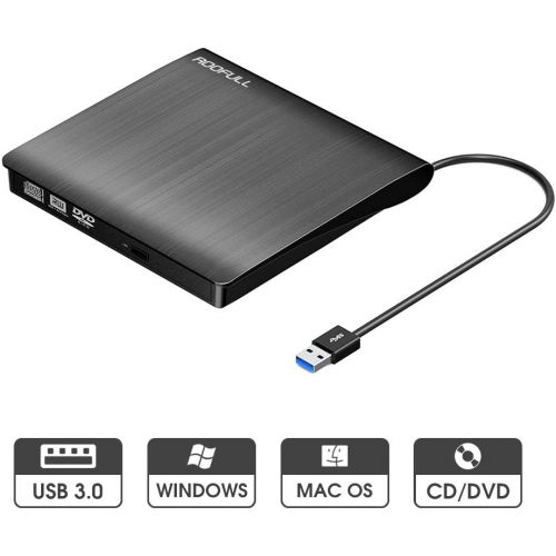  [아마존베스트]ROOFULL External DVD Drive USB 3.0, Portable CD DVD +/-RW Optical Drive Burner Writer for Windows 10/8 / 7 Laptop Desktop Mac MacBook Pro Air iMac HP Dell LG Asus Acer Lenovo Think