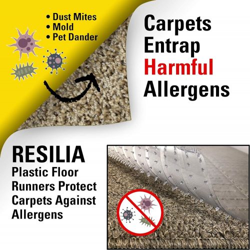  Visit the Resilia Store Resilia Premium Heavy Duty Floor Runner/Protector for Carpet Floors  Non-Skid, Clear, Plastic Vinyl, Clear Prism, 27 Inches x 25 Feet