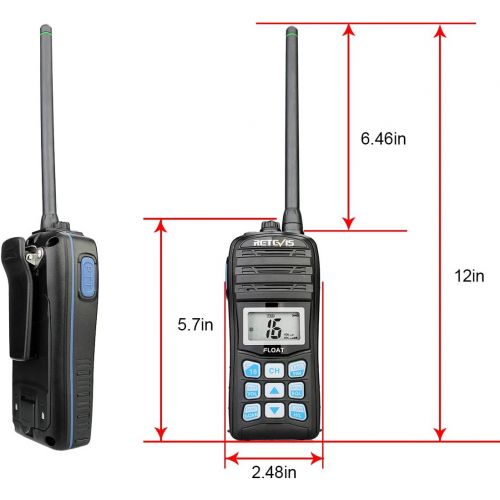  [아마존베스트]Retevis RT55 Marine Radio Floating Long Range Waterproof Handheld VHF Radio with NOAA Weather Alert and Vibration Water Draining Function(1 Pack)