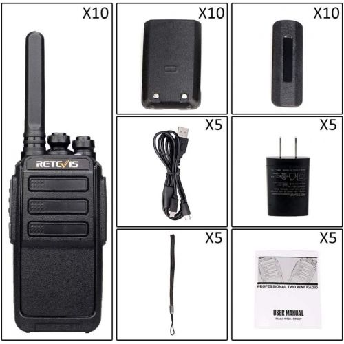  Retevis H-777 Walkie Talkie UHF 400-470MHz 16CH CTCSSDCS 2 Way Radio(10 Pack) and Programming Cable