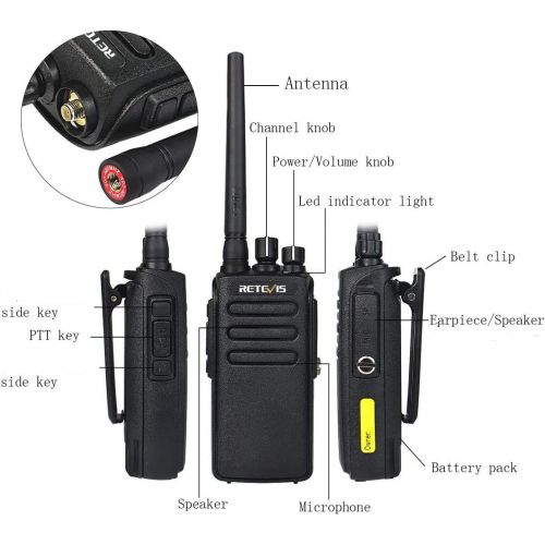  Retevis RT81 Two Way Radio Long Range IP67 Waterproof Walkie Talkies 10W UHF 400-470 MHz 32 Channel Ham Radio with Programming Cable(1 Pack)