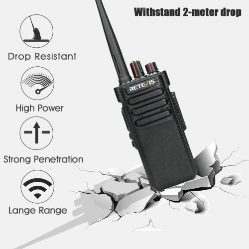  Retevis RT29 2 Way Radios UHF 10W 3200mAh Long Range VOX Encryption Walkie Talkies with Speak Mic (Black, 6 Pack)