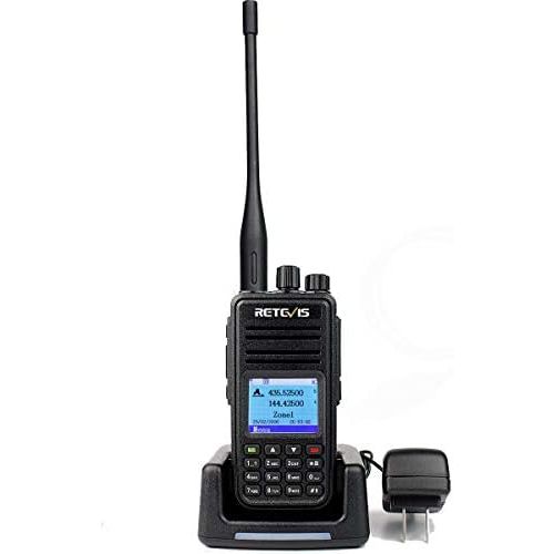  Retevis RT3S Dual Band DMR Digital Two Way Radio GPS Record 2 time Slot Ham Amateur Radio with Programming Cable (Black,1 Pack)