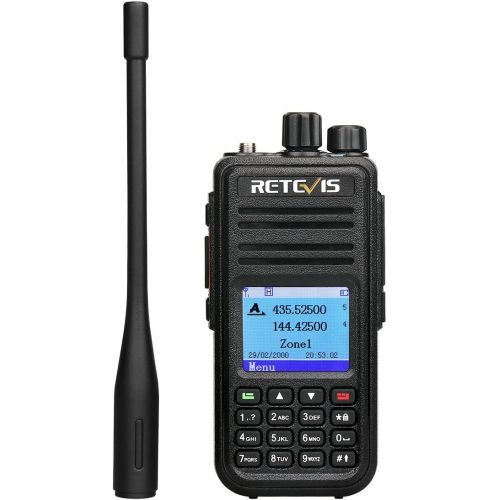  Retevis RT3S Dual Band DMR Digital Two Way Radio GPS Record 2 time Slot Ham Amateur Radio with Programming Cable (Black,1 Pack)