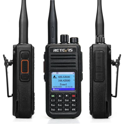  Retevis RT3S Dual Band DMR Digital Two Way Radio GPS Record 2 time Slot Ham Amateur Radio with Programming Cable (Black,1 Pack)