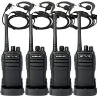 Retevis RT21 Walkie Talkies Generation 2 FRS Radio 16CH UHF Two Way Radio Rechargeable VOX Scramble 2 Way Radios(4 Pack) with 2 Pin C-Type Earpiece(4 Pack)