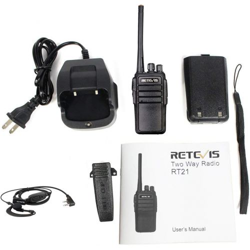  Retevis RT21 Walkie Talkies Generation 2 FRS Radio 16CH UHF Two Way Radio Rechargeable VOX Scramble 2 Way Radios(4 Pack) with 2 Pin C-Type Earpiece(4 Pack)