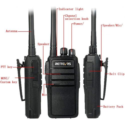  Retevis RT21 Walkie Talkies Generation 2 FRS Radio 16CH UHF Two Way Radio Rechargeable VOX Scramble 2 Way Radios(4 Pack) with 2 Pin C-Type Earpiece(4 Pack)