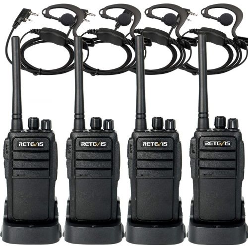  Retevis RT21 Walkie Talkies Generation 2 FRS Radio 16CH UHF Two Way Radio Rechargeable VOX Scramble 2 Way Radios(4 Pack) with 2 Pin C-Type Earpiece(4 Pack)