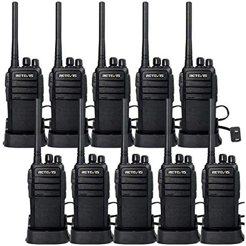  Retevis RT21 Walkie Talkies FRS Radio 2W 2 Way Radios FCC 16CH CTCSSDCS VOX License Free Two Way Radio (10 Pack) with Programming Cable