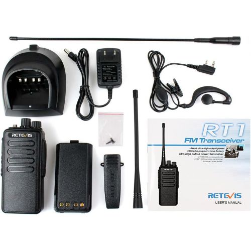  Retevis RT1 2 Way Radio 10W UHF 400-520 MHz 16 Channel 1750Hz Tone VOX Handheld Mobile Transceiver (5 Pack) and Programming Cable