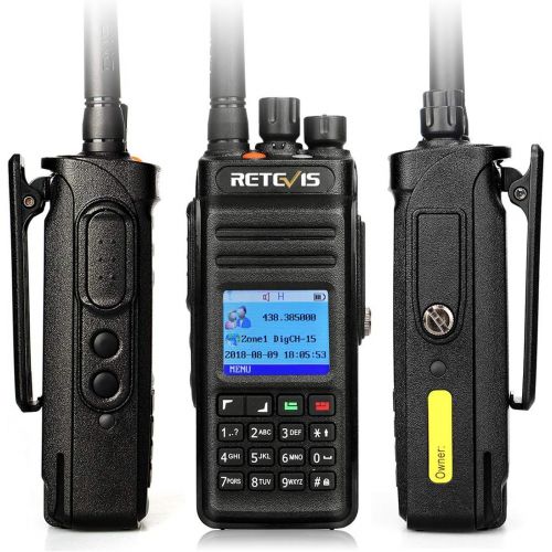  Retevis RT83 2 Way Radio DMR IP67 Waterproof 10W 2800mAh 2 Time Slot Digital Ham Radio(Black, 1Pack) and Programming Cable