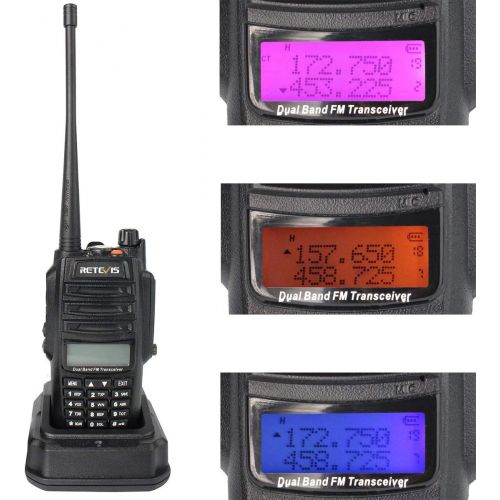  Retevis RT6 Walkie Talkies IP67 Waterproof Dual Band VHFUHF 136-174Mhz400-520Mhz 2 Way Radio with Earpiece(2 Pack) and Programming Cable(1 Pack)