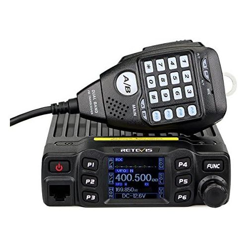  Retevis RT95 Mobile Radio Dual Band Transceiver VHF 136-174 UHF430-490 MHz 25W Color LCD Mobile Two Way Radio With DTMF Function (Black, 1 pack)