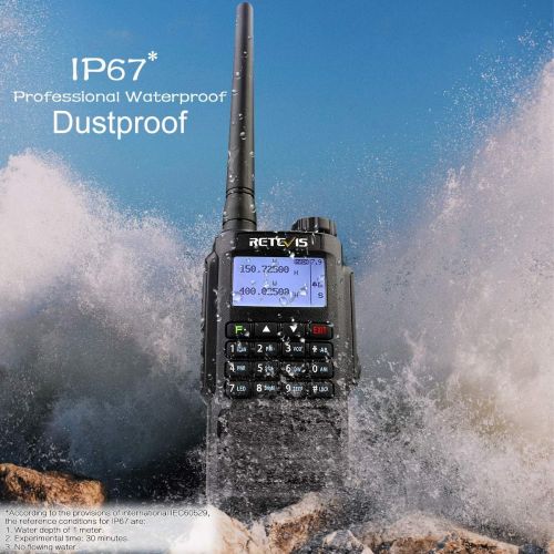  Retevis RT87 Two Way Radios IP67 Waterproof 128 Channels VOX Scan Security Long Range Walkie Talkies (Black,6 Pack) with FM Function
