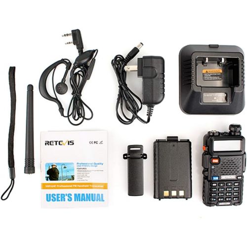  Retevis RT-5R 2 Way Radio 5W 128CH UHFVHF 136-174400-520 MHz Dual Band Dual Standby DTMFCTCSSDCS FM Ham Radio (2 Pack)