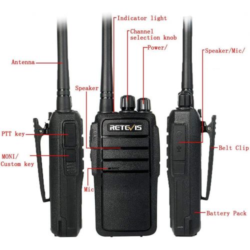  Retevis RT21 Generation 2 Two Way Radios 16CH 3000mAh UHF 2 Way Radios 400-480MHz VOX Walkie Talkies(10 Pack) with Programming Cable