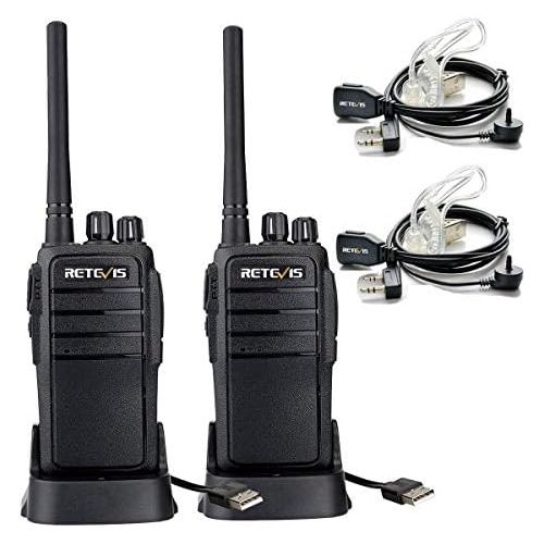  Retevis RT21 Two Way Radio Rechargeable UHF 400-480MHz 16 CH CTCSSDCS VOX Scan Squelch Scrambler Security Walkie Talkies(2 Pack) and Covert Air Acoustic Earpiece(2 Pack)