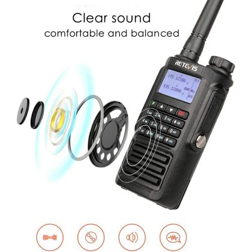  Retevis RT87 Two Way Radios IP67 Waterproof Long Range Louder Speaker Walkie Talkies (Black,10 Pack) with FM Function