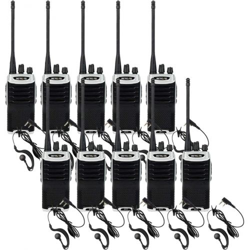  Retevis RT7 Two Way Radios 3W VOX 16 CH 2 Way Radio Rechargeable FM Radio Walkie Talkies with Earpiece(Silver Black Border,10 Pack) with Programming Cable