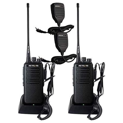  Retevis RT1 10W UHF Rechargeable Two-Way Radio 70CM 16CH VOX Scrambler Handheld Transceiver with Earpiece and Speaker Mic (2 Pack)