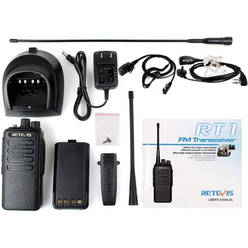  Retevis RT1 10W Two Way Radio UHF 16CH VOX 3000mAh Handheld Transceiver and 2 Pin PTT Covert Acoustic Earpiece (5 Pack)