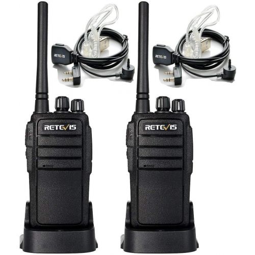  Retevis RT21 Two Way Radio UHF 16 CH 2 Way Radio VOX Scrambler Walkie Talkies Rechargeable(1 Pair) with Covert Air Acoustic Earpiece(2 Pack)