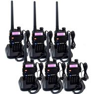 Retevis RT-5R 2 Way Radio 5W 128CH FM UHF VHF Radio Dual Band Two-way Radio Rechargeable Long Range Walkie Talkies with Earpiece (6 Pack) and USB Programming Cable