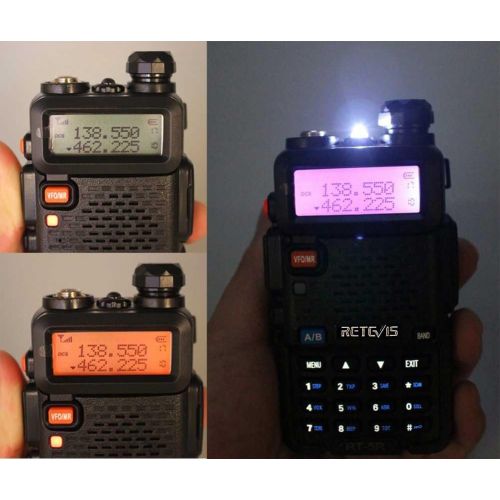  Retevis RT-5R 2 Way Radio 5W 128CH FM UHF VHF Radio Dual Band Two-way Radio Rechargeable Long Range Walkie Talkies with Earpiece (6 Pack) and USB Programming Cable