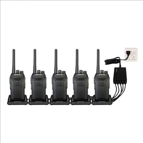  Retevis RT27 Walkie Talkies Rechargeable License-Free 2 Way Radios (5 Pack) 5 Port USB Charger