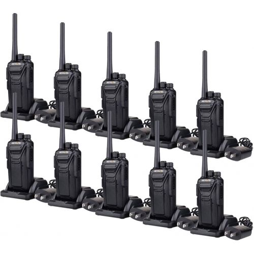  Retevis RT27 Walkie Talkies Rechargeable License-Free FCC Certification Interference-Free Rugged Two Way Radios (Black,10 Pack) and Programming Cable