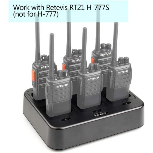  Retevis RT21 H-777S Six-Way Multi Unit Rapid Gang Charger for Retevis RT21 H-777S (not for H-777) Walkie Talkie and Batteries (1 Pack)