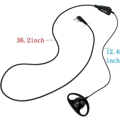  Retevis 2 Pin Walkie Talkies Earpiece D Shape Headset Earpiece Compatible Baofeng UV-5R BF-888S BF-F8HP Retevis H-777 RT21 RT22 RT27 H-777S Kenwood 2 Way Radios (10 Pack)