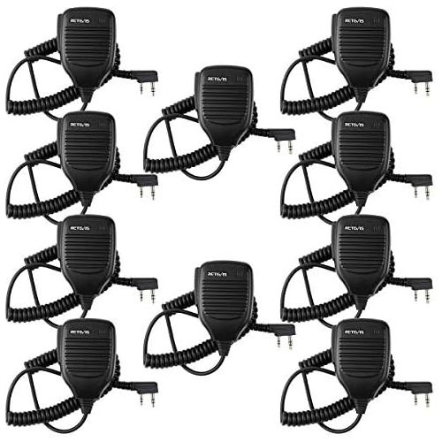  Retevis 2 Pin Speaker Mic Compatible with Baofeng UV-5R BF-888S BF-F8HP Kenwood Retevis H-777 RT21 RT22 RT27 H-777S Walkie Talkies (10 Pack)