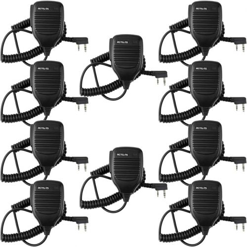  Retevis 2 Pin Speaker Mic Compatible with Baofeng UV-5R BF-888S BF-F8HP Kenwood Retevis H-777 RT21 RT22 RT27 H-777S Walkie Talkies (10 Pack)