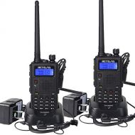 Retevis RT5 Walkie Talkies Rechargeable 7W Dual Band Radio FM Scan VOX Car Charging Function Ham Radio(Back,2 Pack)with Programming Cable