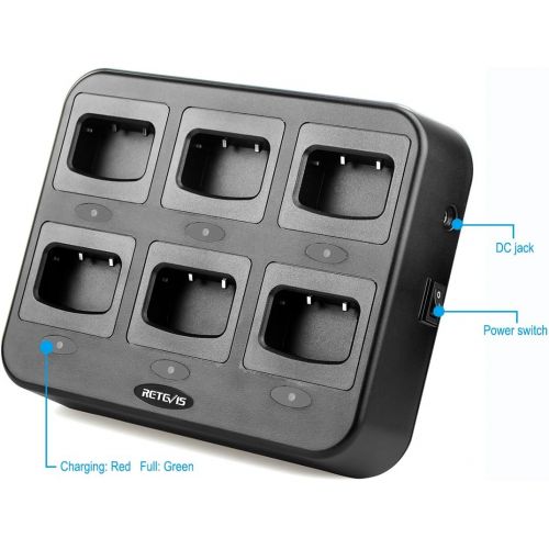  Retevis 6-Way Multi Unit Charger Gang Charger Fit Baofeng Arcshell AR-5 BF-888S Retevis H-777（Not for Retevis H-777S）Walkie Talkies (1 Pack)