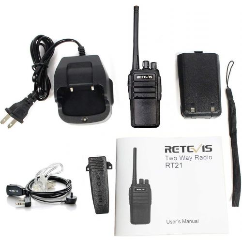  Retevis RT21 Walkie Talkies 16CH FRS Two Way Radio VOX Scrambler 2 Way Radios(5 Pack) with 2 Pin Covert Air Acoustic Earpiece (5 Pack)