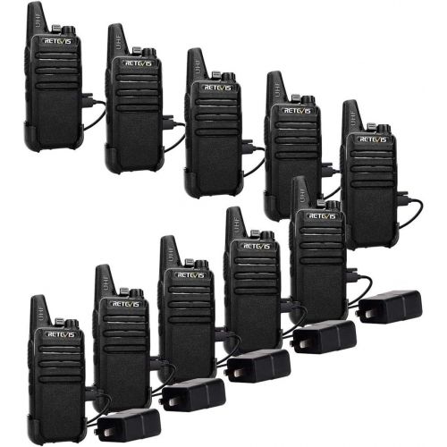  Retevis RT22 Two Way Radios License-Free Rechargeable Walkie Talkies 16 Ch Vox Channel Lock Emergency Alarm 2 Way Radio(10 Pack) and Programming Cable