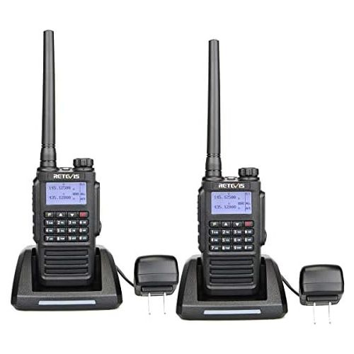  Retevis RT87 Waterproof Two Way Radio UHFVHF 136-174400-480MHz 5W 128 Channels Color LCD FM Ham Armature Radios (Black,2 Pack) with Programming Cable
