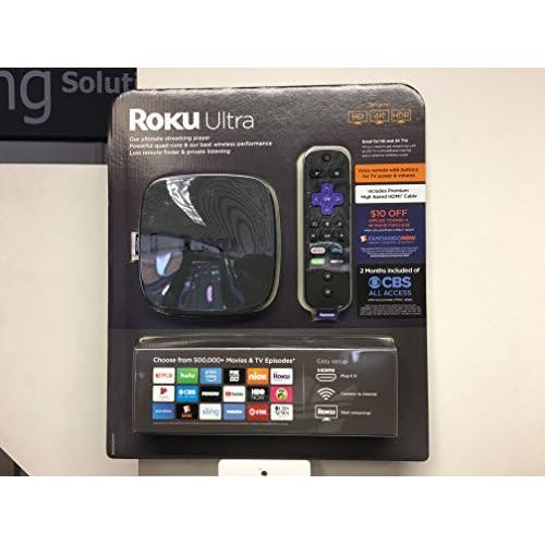  Roku Ultra Bundle 4KHDRHD streaming player with Enhanced remote and HDMI cable + $10 OFF Fandango + 2 months CBS all access (exp 6302019)