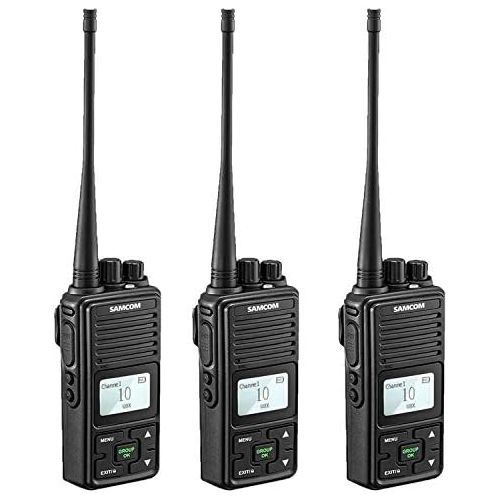  SAMCOM 2 Ways Radio Long Range Samcom FPCN10A GMRS Walkie Talkie 20 Channels Wireless Intercom with Group Button, UHF 400-470MHz,2 Watt, Earpiece, Belt Clip(Pack of 3)