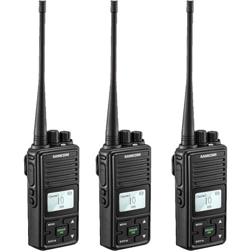  SAMCOM 2 Ways Radio Long Range Samcom FPCN10A GMRS Walkie Talkie 20 Channels Wireless Intercom with Group Button, UHF 400-470MHz,2 Watt, Earpiece, Belt Clip(Pack of 3)