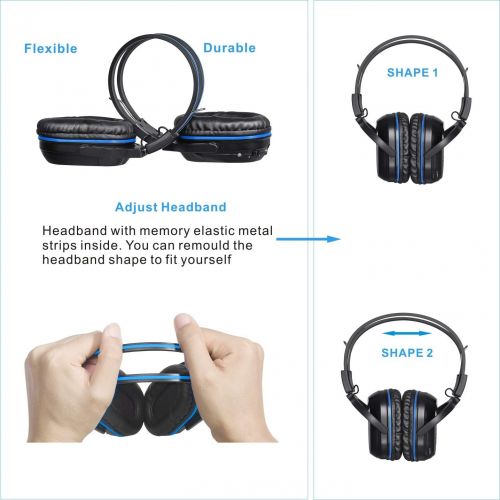  [아마존베스트]SIMOLIO 4 Pack of DVD Wireless Headphones, Car Kids Headphones, IR Headphones for Car Entertainment System, Wireless IR Headphones with Dual Channel