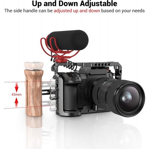  SmallRig SMALLRIG Universal Side Wooden Handle Grip for DSLR Camera Cage wCold Shoe Mount, Threaded Holes - 2093