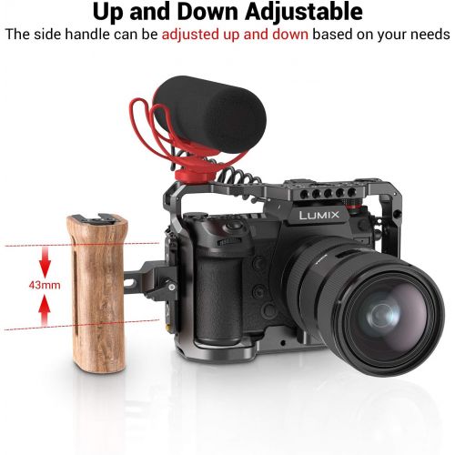  SmallRig SMALLRIG Universal Side Wooden Handle Grip for DSLR Camera Cage wCold Shoe Mount, Threaded Holes - 2093