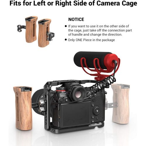  SmallRig SMALLRIG Universal Side Wooden Handle Grip for DSLR Camera Cage wCold Shoe Mount, Threaded Holes - 2093