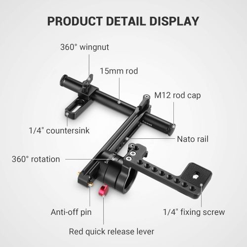  SmallRig SMALLRIG EVF Mount Camera Monitor Mount Kit with NATO Rail and 15mm Rod for SmallHD 502HDZacuto Gratical HDBMVA - 1903