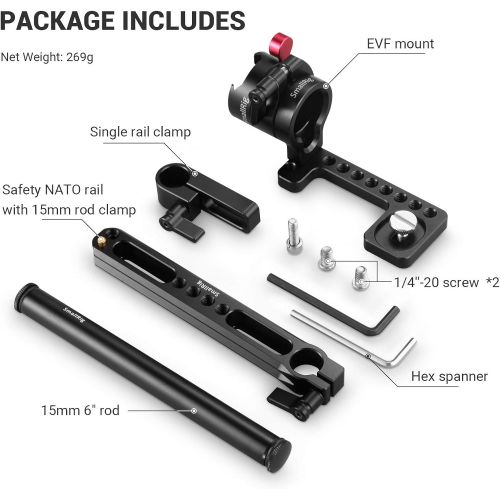  SmallRig SMALLRIG EVF Mount Camera Monitor Mount Kit with NATO Rail and 15mm Rod for SmallHD 502HDZacuto Gratical HDBMVA - 1903