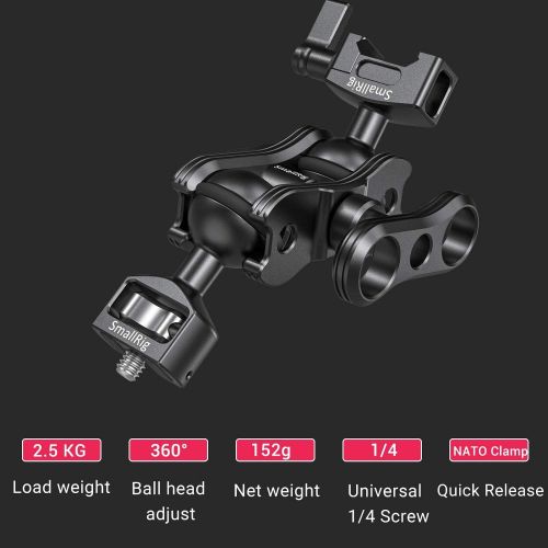  SmallRig SMALLRIG Articulating Magic Arm with 14 Thread Screw Ballhead and NATO Clamp Ballhead, Monitor Mount for Field Monitor, Lights, Audio Recorders, DIY Camera Rig - 2071